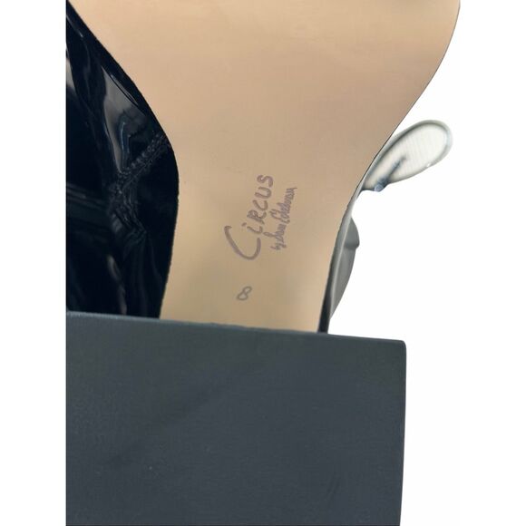 Sam Edelman Circus NY Black Patent Leather Heeled Boots Size 8 Retro Style - Picture 9 of 10